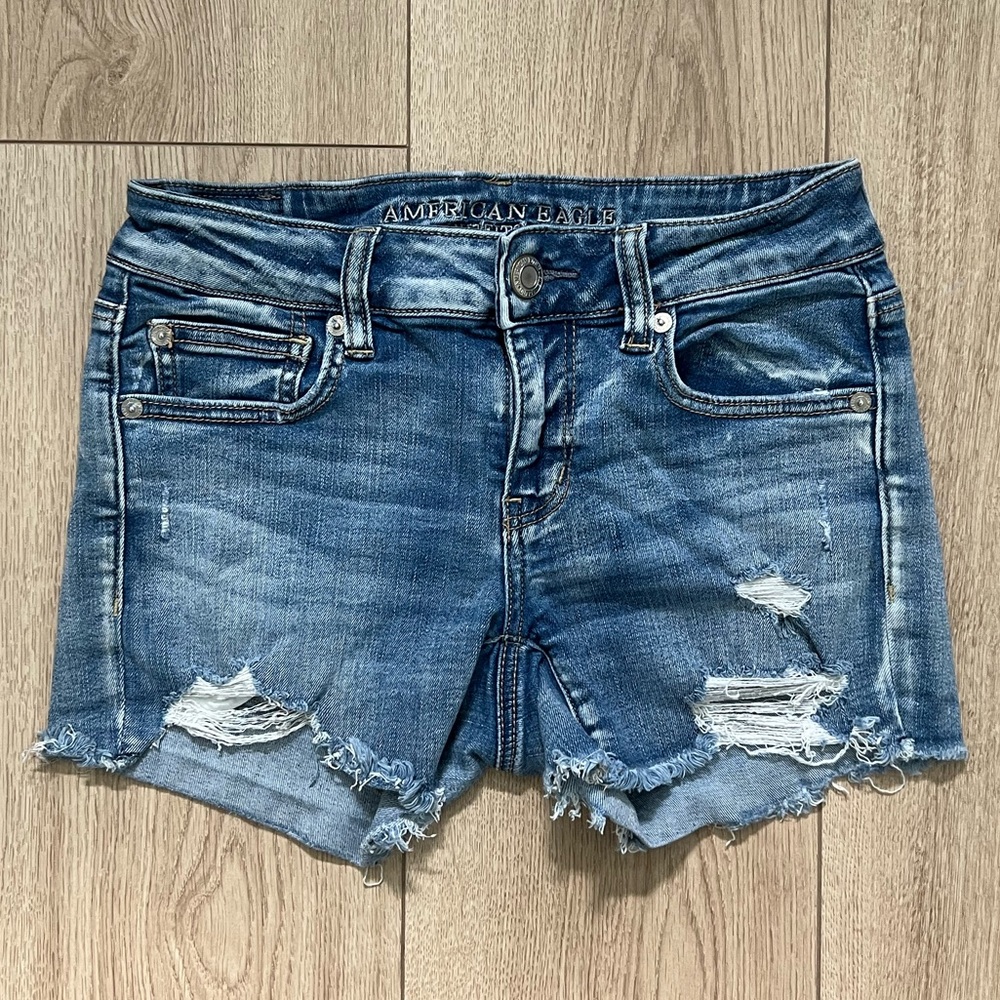 American Eagle Outfitters Ne(x)t Level Stretch X Ripped Jean Shorts
